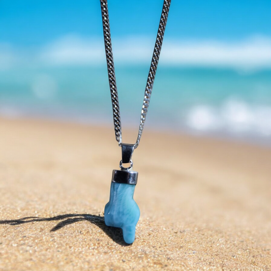 Larimar Halskette – Zeigende Hand