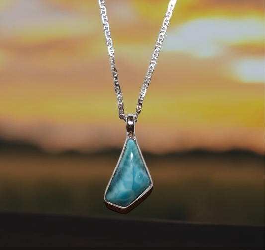 Halskette Karibischer Larimar-Tropfen